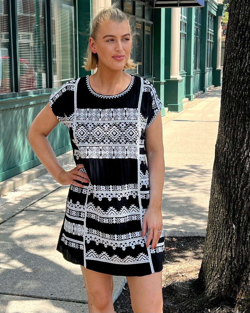 Embroider Black Dress