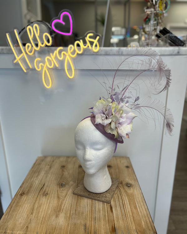 Light Purple Fascinator w/Yellow