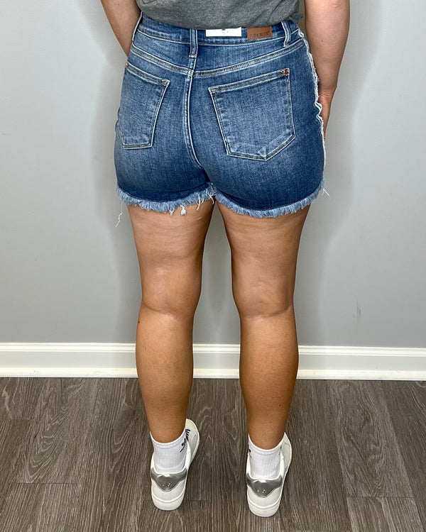 Side Dimension Denim Shorts