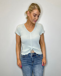 Cinched Baby Blue Top