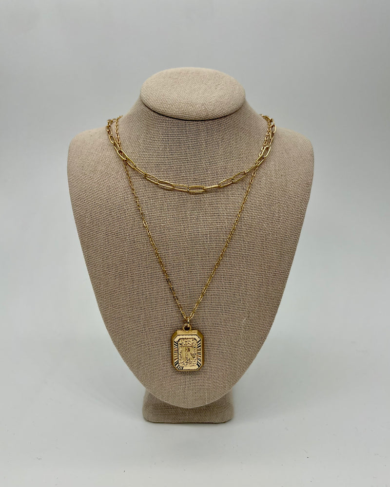 Initial Double Chain Necklace