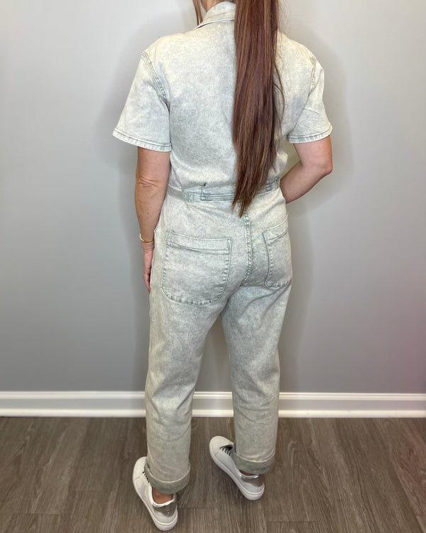 Acid Wash Utility Jumpsuit