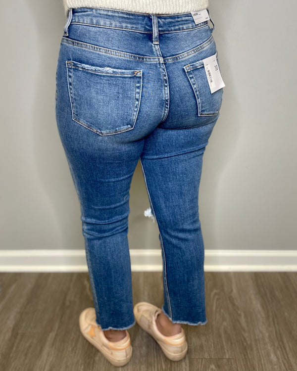 Mid Rise Straight Crop Jeans