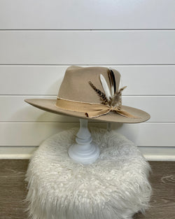 Beige Hat Natural Feathers