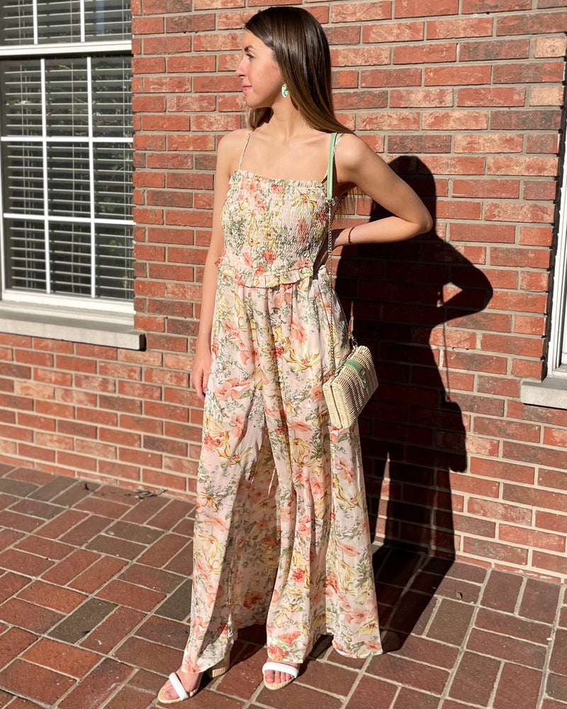 Floral Smocked Jumpsuit