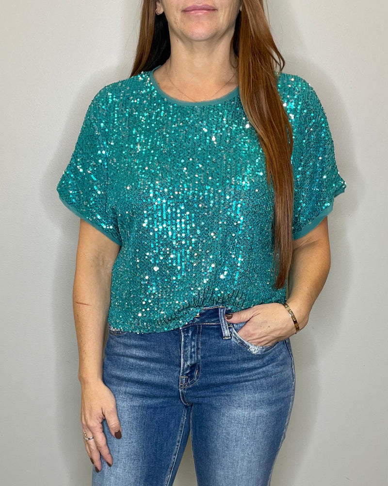 Teal sequin top sales