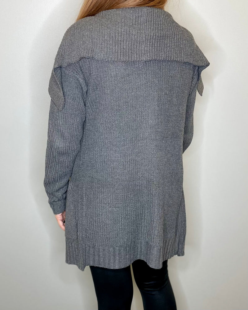 Draped Charcoal Cardigan