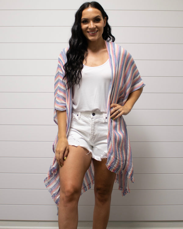 Fringe Multi Color Kimono